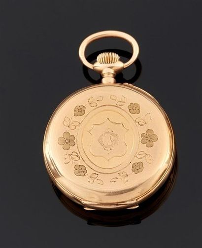 MONTRE de poche en or jaune 750°/oo le fond...
