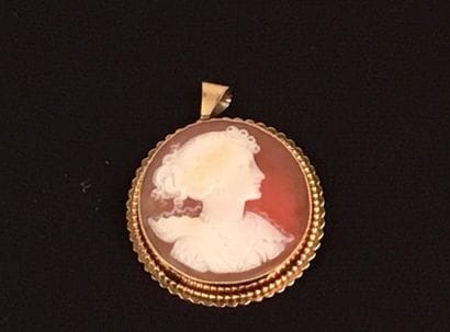 LOT de deux broches, un camée coquille figurant...