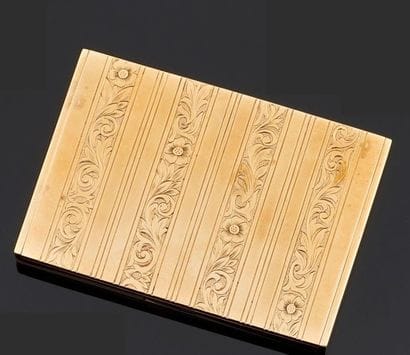 BOITE rectangulaire en or jaune 585°/oo,...