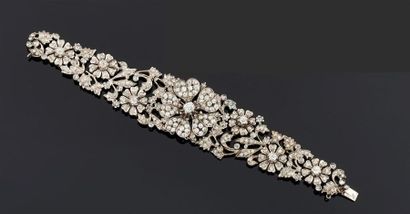 BRACELET articulé en or gris 585°/oo et argent...