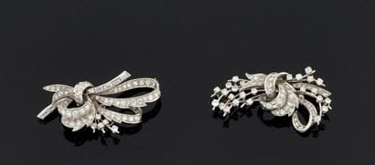 BROCHE en platine pouvant former deux clips...