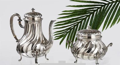 THEIERE et SUCRIER couvert en argent 950°/oo...