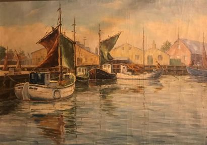 A.RICHARDS
Vue de port 
Huile sur toile signée
65,5...