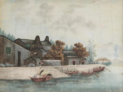 CHINE, Canton - XIXe siècle
Ensemble de trois...