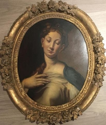 ECOLE ITALIENNE 
Portrait de femme 
Huile...