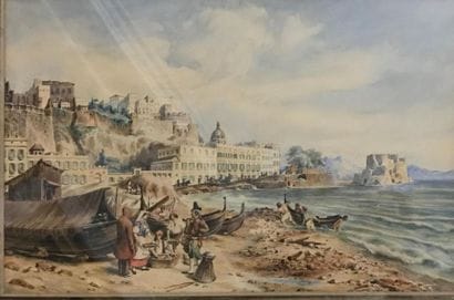 ECOLE ITALIENNE 
Le retour de la pêche 
Aquarelle...