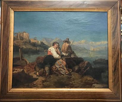 ECOLE ITALIENNE 
La pêche 
Huile sur toile...