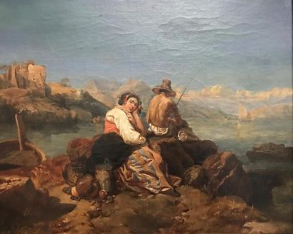 ECOLE ITALIENNE 
La pêche 
Huile sur toile...