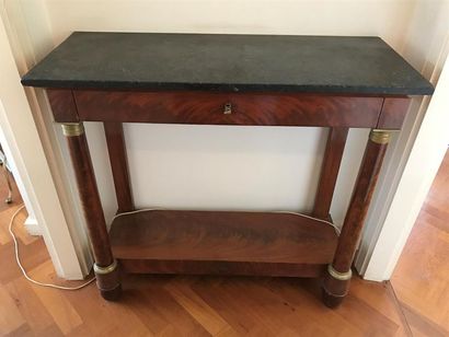 CONSOLE rectangulaire en acajou et placage...