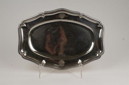 PLAT ovale en argent 925/000, modèle à bordure...