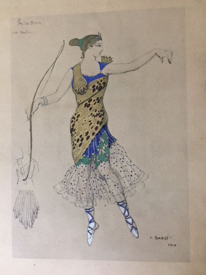 LÉON BAKST. Pochoir représentant la Pavlova...