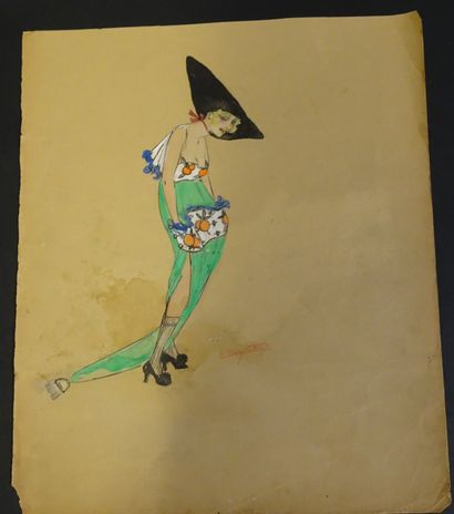 ZINOVIEW. Ensemble de 3 gouaches, signées....