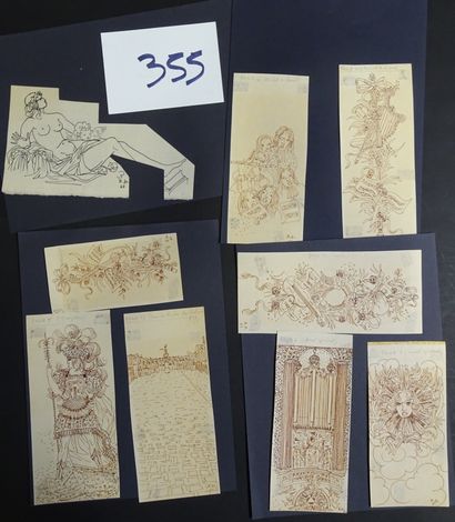BERNARD DAYDÉ. Ensemble de 8 dessins réalisés...