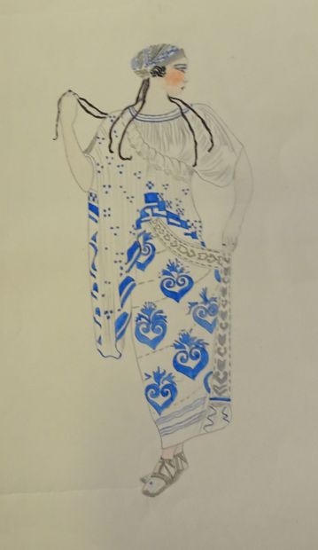 BAKST LEON. Pochoir pour un ballet russe,...