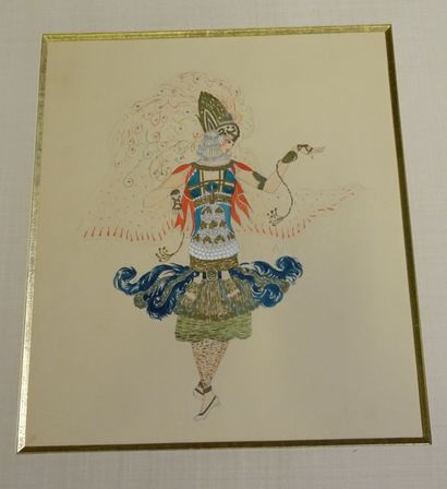 LÉON BAKST. Pochoir gouaché réalisé pour...