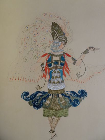 LÉON BAKST. Pochoir gouaché réalisé pour...