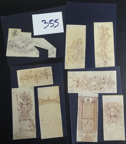 BERNARD DAYDÉ. Ensemble de 8 dessins réalisés...