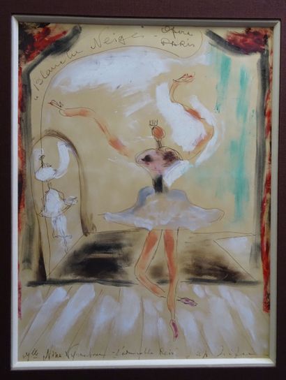 SERGE LIFAR. Gouache réalisé pour Nina Vyroubova...