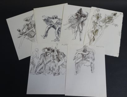BERNARD DAYDÉ. 6 dessins, différents formats,...