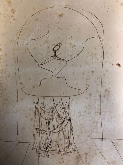 SERGE LIFAR. Gouache réalisé pour Nina Vyroubova...