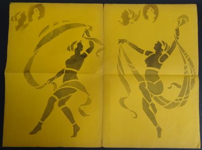 GRUTAT. 2 dessins de danses grec, 63 x 48...