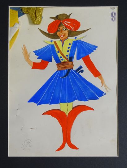 DOBOUJINSKY MISLAV. Gouache pour un costume...