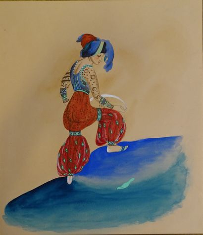 LÉON BAKST. Pochoir gouaché réalisé pour...