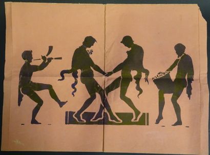 GRUTAT. 2 dessins de danses grec, 63 x 48...