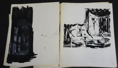 MICHEL BRUNET. Ensemble de gouaches et encres...