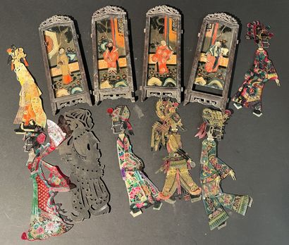 Collection de 6 marionnettes d'ombres chinois...