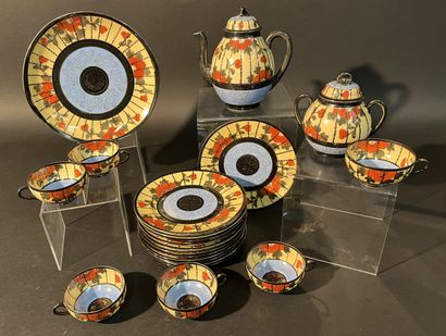 Asie. Service à thé ( 6 tasses et sous tasses,...