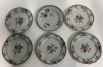 CHINE - XVIIIème - Ensemble de 6 assiettes...