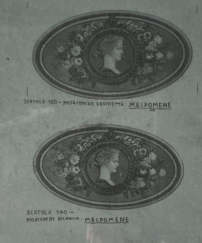 FORNASETTI. Grande planche de zinc réalisée...