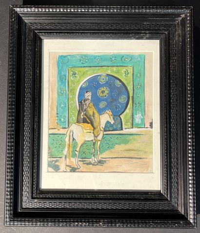 Ecole orientaliste. Gouache sur papier signée...