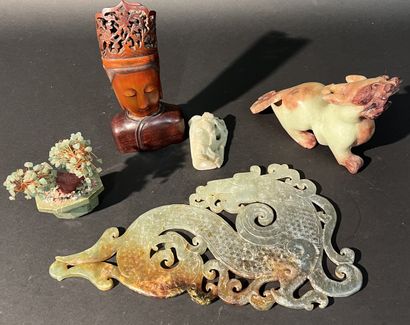 CHINE : Collection d'objets ancien en pierre...