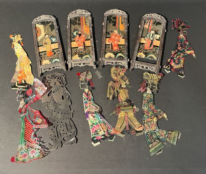 Collection de 6 marionnettes d'ombres chinois...