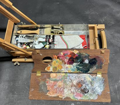 Chevalet de peintre portatif avec boite de...