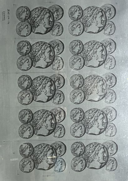 FORNASETTI. Grande planche de zinc réalisée...