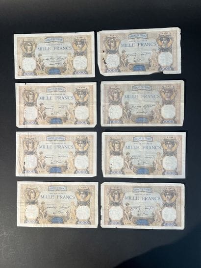 Billets de Banque. France. Ensemble de 8...
