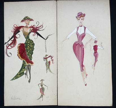 MUSIC HALL. Set of 4 gouache paintings of...