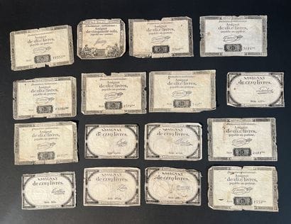 Assignat. Collection de 16 assignat émis...