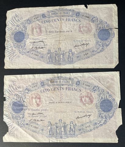 Billets de Banque. France. Ensemble de 2...