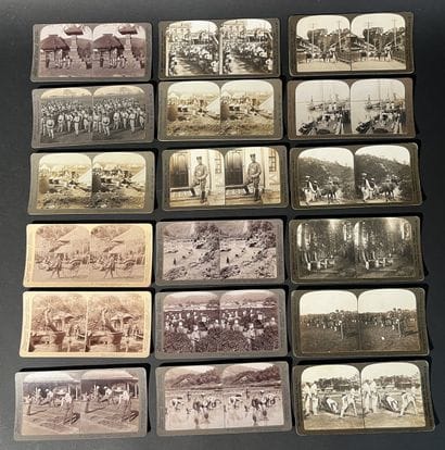 Collection de 36 cartes stéréoscopique du...