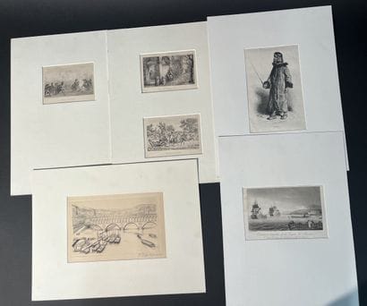A set of 6 assorted vintage etchings, including...