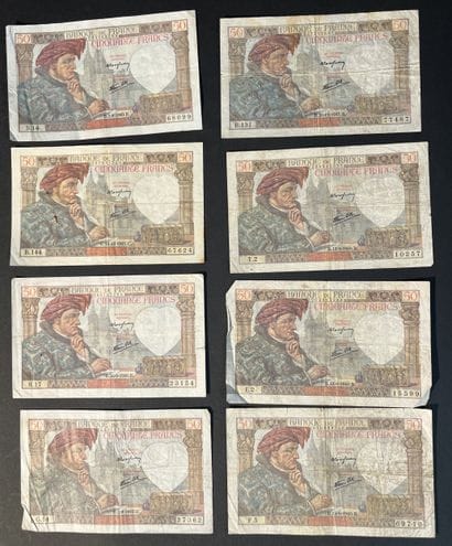 Billets de Banque. France. Ensemble de 8...