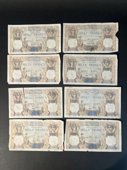 Billets de Banque. France. Ensemble de 8...