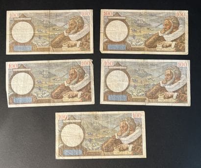 Billets de Banque. France. Ensemble de 5...