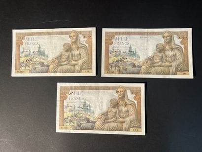 Billets de Banque. France. Ensemble de 3...
