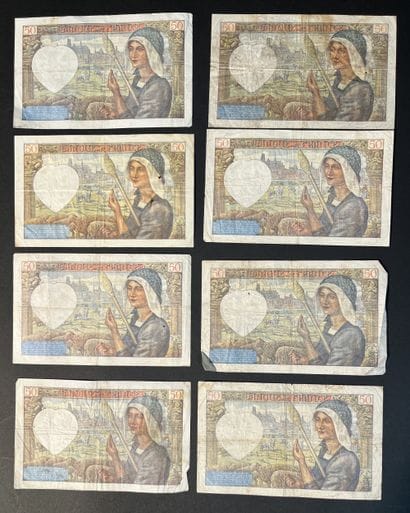 Billets de Banque. France. Ensemble de 8...