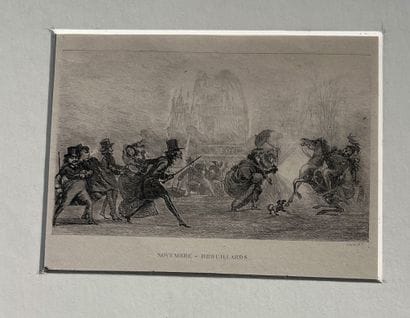 A set of 6 assorted vintage etchings, including...